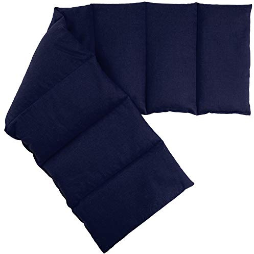 Cuscino termico - Cuscino con noccioli di ciliegia, 75x20cm. Cuscino termico con 8 compartimenti, per la schiena, il ventre e molto altro. Terapia caldo e freddo (blu oscuro)