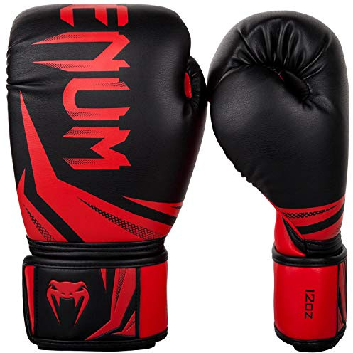 Venum Challenger 3.0 Guantes de Boxeo, Unisex Adulto, Negro/Rojo, 12 Oz