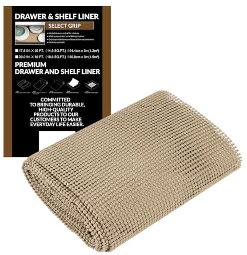 Antirutschmatte Mehrzweck, Anti Rutsch Teppichunterlage Schubladenmatte Teppichstopper Rutschschutz Unterlage für Teppich Schubladen Auto Küche, Zuschneidbar (45x300cm, Beige)