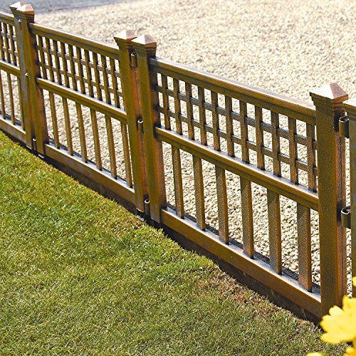 Taylor & Brown Plastic Fence Panels Garden Path Lawn Edging Plant Border Landscape Decorative Versatile Panels - Pack of 8, Bronze