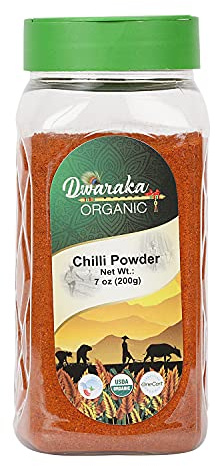 Dwaraka Organic - Chili Powder, 7oz, Healthy, Organic, Non GMO, All Natural