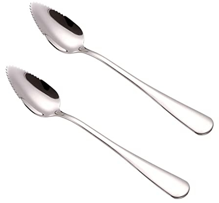 lazyfun 2 cucharas de pomelo de acero inoxidable para el hogar, helado, postre, borde dentado, fruta, café, cucharadita, cuchara de pomelo, con borde dentado