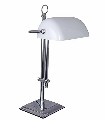 Bankerleuchte Schreibtischleuchte (ohne Leuchtmittel) Jugendstil Weiss & Silber 48 cm Bankerslampe xcl121 Palazzo Exklusiv