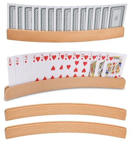 NICKLIN Playing Card Holder 2Pcs Curved Shape Wooden Cards Holders Handsfree Poker Holder Playing Card Holder for Adults Seniors Card Accessories for Bridge