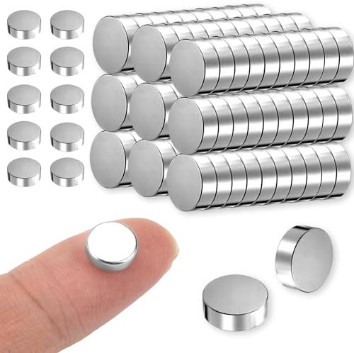 100 stycken minimagneter starka, 8 mm x 3 mm små magneter, starka grepp, whiteboardmagneter, runda för pyssel, kylskåp, magnettavla, whiteboard