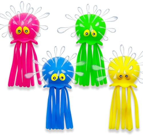 QYDKWK Set mit 4 Oktopus Wasserbomben, Gummi Badespielzeug für Kleinkinder, Sensorisches Stressabbau Poolspielzeug für Kinder, Sommer Partytütenfüller für Jungen und Mädchen 3+ Jahre