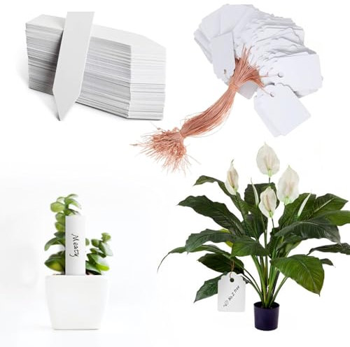200 Piezas Etiquetas de Plástico Plantas Nombres Marcadores Set, Multifuncional Etiquetas de Jardinería con Línea, Reutilizable Impermeables Etiquetas para Plantas Colgantes