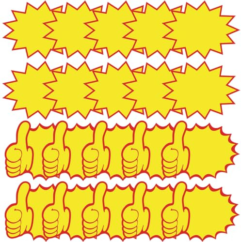 Étiquette de Vente, 30 Pièces Étiquettes Promotionnelles, Étiquettes de Prix Vierges en Forme D'étoile, Fluorescent Signe de Vente, Signe de Magasin de Détail, pour Boutique Supermarché, jaune