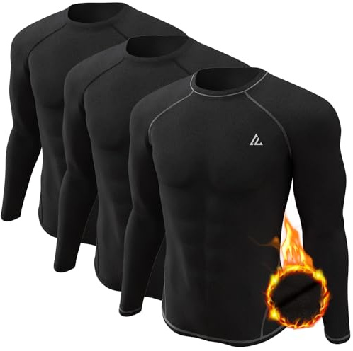 CL convallaria Camiseta interior térmica de manga larga para hombre, forro polar funcional, ropa interior térmica, pack de 2/3 unidades, M