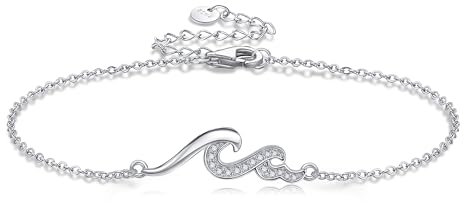 POPLYKE Welle Armband 925 Sterling Silber für Damen Ocean Schmuck Strand Armband (Welle)