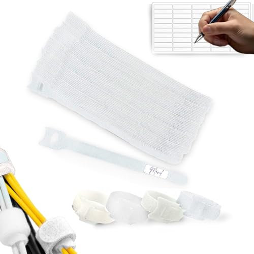 Bridas reutilizables organizador cables – Pack 50 unidades – Ordenar cables con etiquetas autoadhesivas – Organizador de cables ideal para organizar cables en casa, oficina o estudio