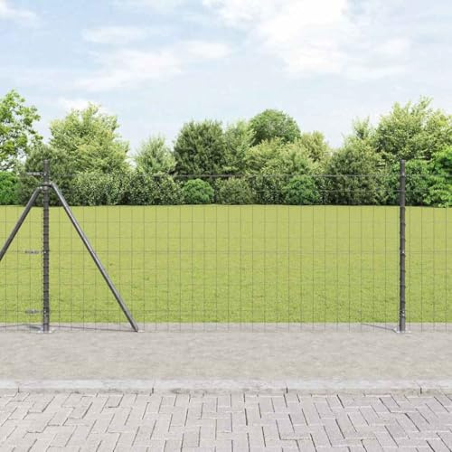 Elementi di recinzione, Recinzione a rete metallica, Recinzione portatile per cani, Recinzione con palo grigio 1 x 10 m in acciaio per balcone, pubblico, parco, design decorativo