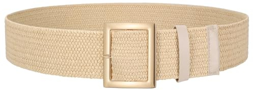WERFORU Flätad bälte dam stretchbälte bohobälte för kvinnor brett bälte för klänning, B-beige, Gürtellänge:110cm (Taillengröße unter 90cm)