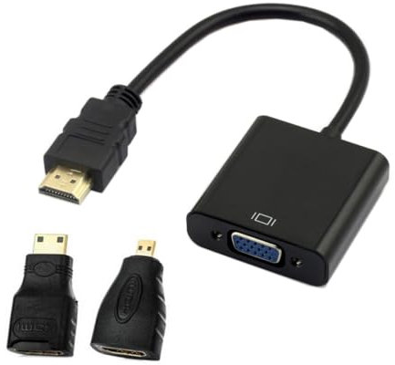 chenyang HDMI zu VGA Adapter, vergoldeter HDMI Stecker auf VGA Buchse Kabeladapter mit Micro/Mini-HDMI-Konverter für Computer, Desktop, Laptop, Monitor, Projektor