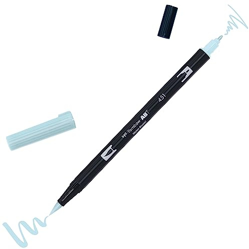 Tombow ABT-451 fiberpenna dubbla borstar penna med två spetsar, himmelsblå