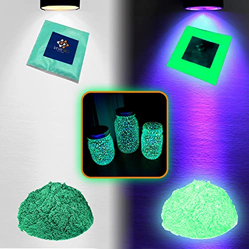 Ultra Fluorescent Powder additive Pigment - UV Luminescent - Glows in The Dark - for epoxy resins - for Artistic Creations and DIY 20g (Green)