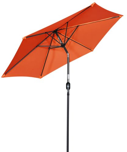 Angel Living Sonnenschirm Ø 270 cm Gartenschirm Marktschirm Terrassenschirm Taupe Rund Sonneschirm Sonnenschutz aus aus Aluminium, Stahl und Polyester UV50+ Terrakotta