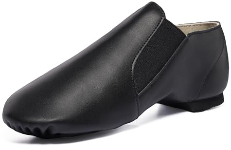 Dynadans Unisex PU Leather Upper Slip-on Jazz Shoe with Elastics for Women and Men's Dance Shoes-Black-7M
