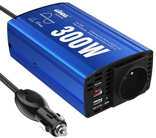 300 W Reiner Sinus-Konverter 12 V 220 V 230 V Wechselrichter auf Sinuswelle Reiner Autoadapter mit Dual USB 4,8 A und AC Steckdose für Tablets Smartphones GIANDEL