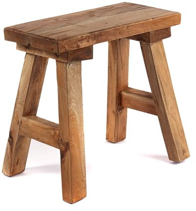 DESIGN DELIGHTS Holz HOCKER Rustico | 52x50 cm (HxB), Mahagoni & Teakholz | Sitzhocker, Beistellhocker, Holzhocker, Pflanzenhocker, Naturholz Teakhocker, Blumenhocker