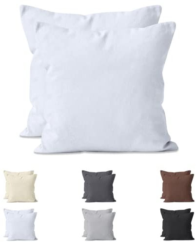 Hometex Premium Textiles 2-er Set Kissenhülle Baumwolle Jersey | Doppelpack Kissenbezüge ca. 160 g/m² | Oeko-TEX®Standard 100 Kissen-Bezug mit Reißverschluss | 40x40 cm Weiss