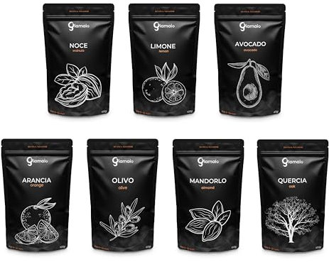 Affumicami – Virutas para ahumar + Recetario gratuito – 6 sobres de 100 g de olivo, almendra, roble, naranja, limón, nuez – 1 x 40 g aguacate – Chips de madera para ahumador en frío