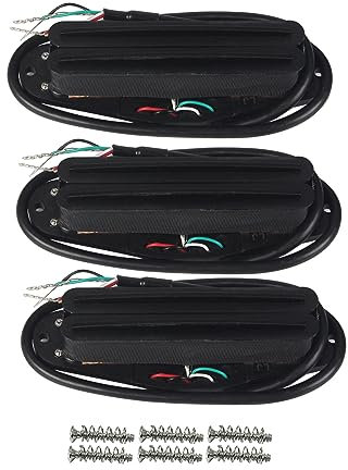 FLEOR Keramische Hot-Rail-Einzelspulengröße Humbucker-Tonabnehmer-Set Hals-/Mittel-/Steg-Tonabnehmer für E-Gitarre im ST -Stil, komplett schwarz