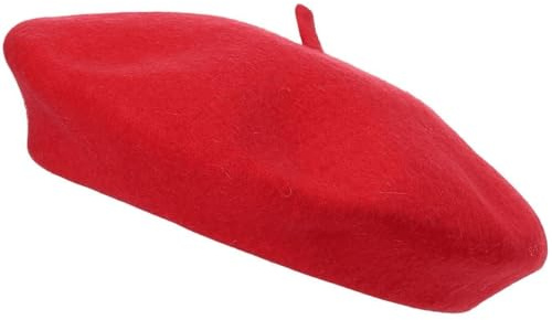 COSHAL® Adult Wool Beret Hat Men Women French Style Berer Hats Plain Classic Color Beret's Hat's Unisex Soft Warm Outdoor Vintage Artist Cap Beanie Unisex Beret Hat (Red)