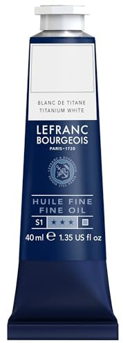 Lefranc Bourgeois 301803 Pintura al óleo fina de calidad, resistente a la luz y de consistencia uniforme, tubo de 40 ml, ideal para lienzos y tableros de pintura, Blanco titanio