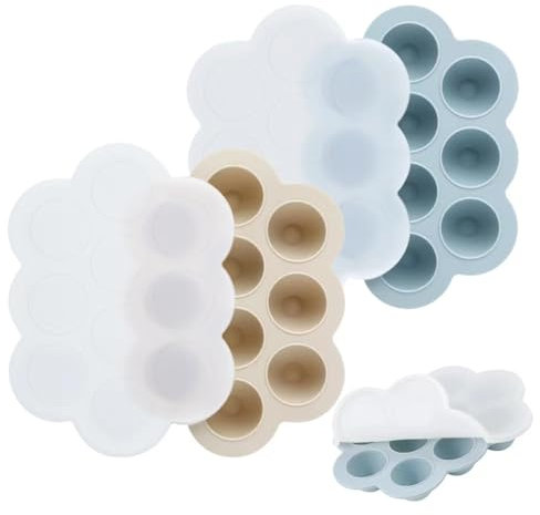 PandaEar 2er-Pack Babybrei Einfrieren Behälter mit Deckeln, Silikon Eiswürfelbehälter, Beikost Einfrieren Behälter für Babynahrung Aufbewahrung und Fruchtsauger, Babybrei Eiswürfelform Gefrierform