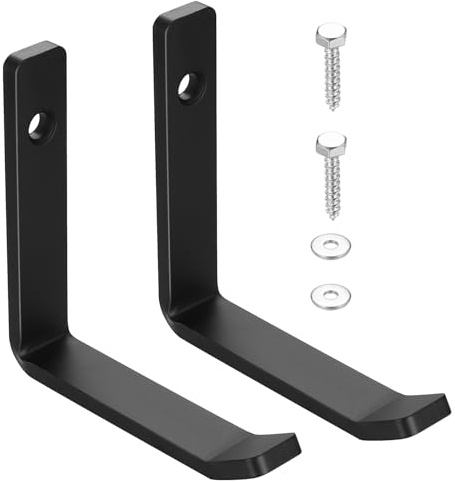 Qeapug 2pcs Ganchos Resistentes para Pared en Forma de J, Ganchos de Acero al carbono Negros Universales, Percheros, Ganchos para Abrigos,Soporte de Pared para Artículos Voluminosos (2) (grande 2pcs)