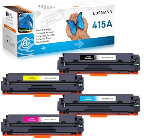 LOSMANN 415A Toner Kompatible für HP 415A 415X Tonerkartusche Ersatz für Color Laserjet Pro MFP M479fdw M479fnw M479fdn M479dw M454dn M454dw M479 M454 W2030A W2031A W2032A W2033A (4er-Pack)