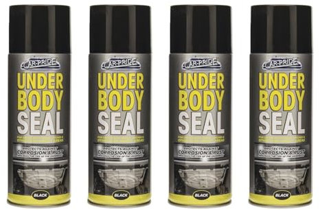 MIXEL Under Body Seal Black Spray, Long-Lasting Finish, Quick-Drying Formula, Rust and Corrosion Protection, Perfect for Cars, Trucks, SUVs, Off-Road Vehicles, 400ml, (4 Pcs)