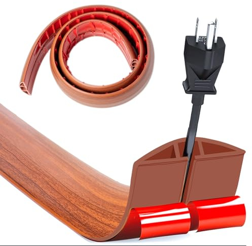 Kabelbro, flexibel liten kabelkanal, träkorn golv, PVC golvkabelskydd, kabelkanal utomhus för kontor lägenheter lager lager kabel duct (mörk valnöt, 1 m x 5 cm)
