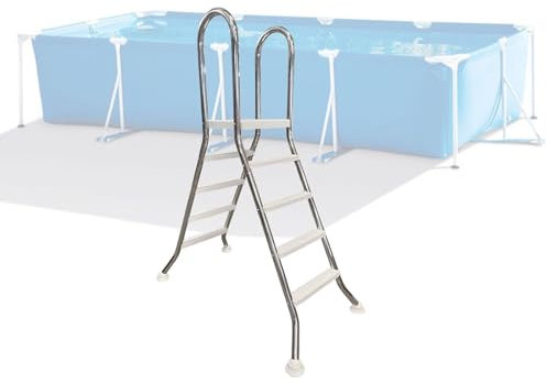 AIBOTY Escalera para Piscinas elevadas de 52 con peldaños de Doble Cara de plástico Resistente Escalera versátil de Acero Inoxidable 304 para Entrada a Piscinas Capacidad de Carga de 550 LB