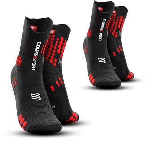 COMPRESSPORT Pro Racing Socks v3.0 Trail - Lot de 2 paires |Chaussettes de trail haute performance - séchage rapide | Absorption des chocs | Anti-ampoules | Taille 42-44