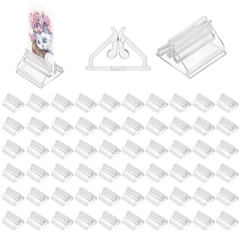 ZHIQIN 100 Stück Kartenständer Plastic Transparent Tischkartenhalter Acryl Spielkartenhalter Klare Kartenspiele Ständer Plastic Game Card Stands für Karten Foto Brettspielmarker Bilder