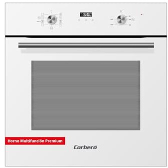 Corberó - Horno Multifunción Premium Airfry | CCHMT905W | 70L | Hidrólisis | 8 Programas | Guías Extraíbles | Mandos Push-Pull| Display táctil |3000W | Desconexión Automática | Cristal Blanco