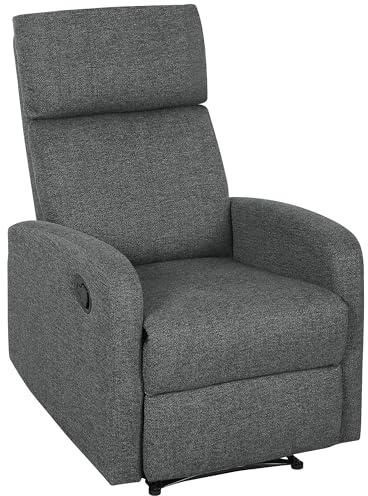HOMCOM 1-Sitzer Relaxsessel Fernsehsessel Liegesessel mit Liegefunktion Sessel mit individuell Verstellbarer Rückenlehne, TV Sessel mit Chenille-Optik für Schlafzimmer Wohnzimmer, Grau
