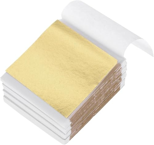 OIXEYA 200 hojas de imitación de pan de oro para proyectos de arte decoración artesanal, artesanía dorada, creación de bricolaje (8x8,5cm)