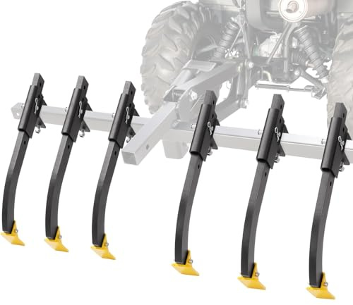 6 Adjustable Scarifier Chisels Compatible with ATV/UTV Manual Implement Lift 1-Point Lift System Plow Implements Soil Loosening Shank Chisels for Field Preparation, Gardening, Landscaping