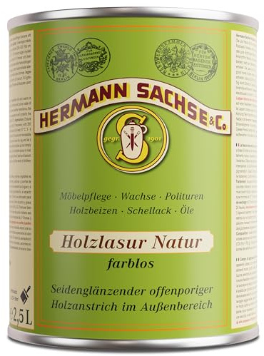 Hermann Sachse Trälasyr natur 2,5 l naturlig sidenglänsande öppen porig trämålning utomhus