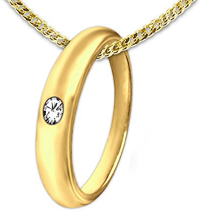 CLEVER SCHMUCK Set Goldener Kleiner Kinder Taufring Ø 12 mm schlicht Zirkonia weiß glänzend 333 Gold 8 Karat und vergoldeter Kette Panzer 36 cm im Taufe Etui Sand