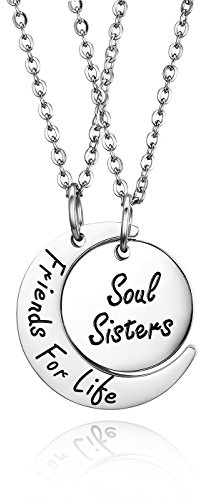 JewelryWe Smycken 2/3 st BFF-kedjor vänskapskedjor bästa vänner/par halsband med rostfritt stål måne rund/hjärta hänge gåva för par vänner familj syster, Rostfritt stål, Ingen ädelsten