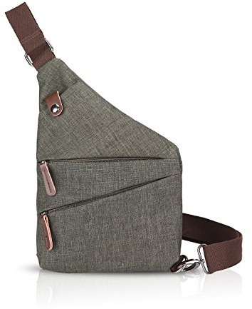 FANDARE Nouveau Sac de Poitrine Segmenté Sac d'Epaule Anti-vol Sacoche Homme Femme Sac Bandoulière Grande Sling Crossbody Bag pour Cyclisme Camping Équitation Voyage Polyester Vert L