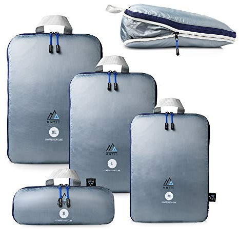 MNT10 Packtaschen Kompression I Travel Bag mit Schlaufe als Koffer-Organizer I leichte Kompressionsbeutel für den Rucksack I Kleidertaschen als Gepäck Organizer auf Reisen | Packing Cubes (1x L)
