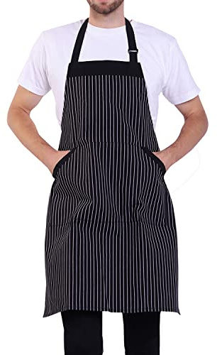 BIGHAS Adjustable Bib Apron with Long Ties for Women Men 18 Colors Chef Kitchen Cooking