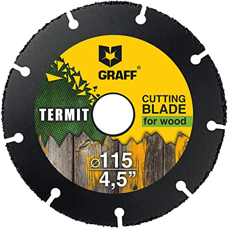 Trennscheibe Holz 115 mm - Multi Hartmetall Trennscheibe für Winkelschleifer - Holztrennscheibe für Holz (mit Nägeln), Kunststoff, Plastik GRAFF Termit