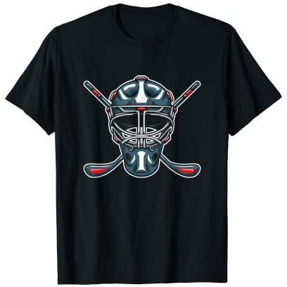 Eishockeyhelm Eishockeyschläger Eishockeyspieler Geschenk T-Shirt