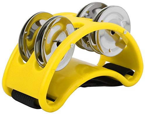Foot Percussion, Foot Tambourine with Double Row for Cajon Box Drum Companion Accessory(Yellow) Musical Instrument Accessories